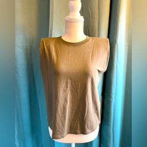Calvin Klein shoulder padded tank, green, XS